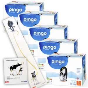 5 cartons de couches Pingo avec ruban à mesurer pour enfant