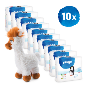 10 Beutel Pingo Windeln mit NICI Alpaka