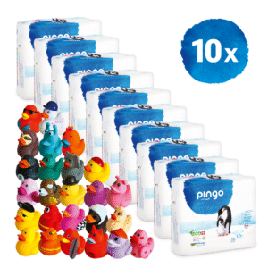 10 Beutel Pingo Windeln mit 5 zufälligen Gummienten